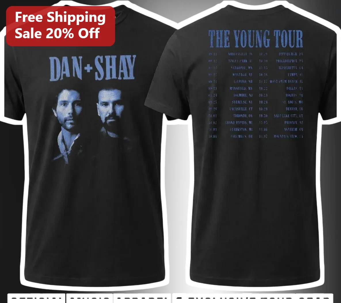 Dan Shay The Young Tour Tee Country Music Concert Merch Gift for Fans