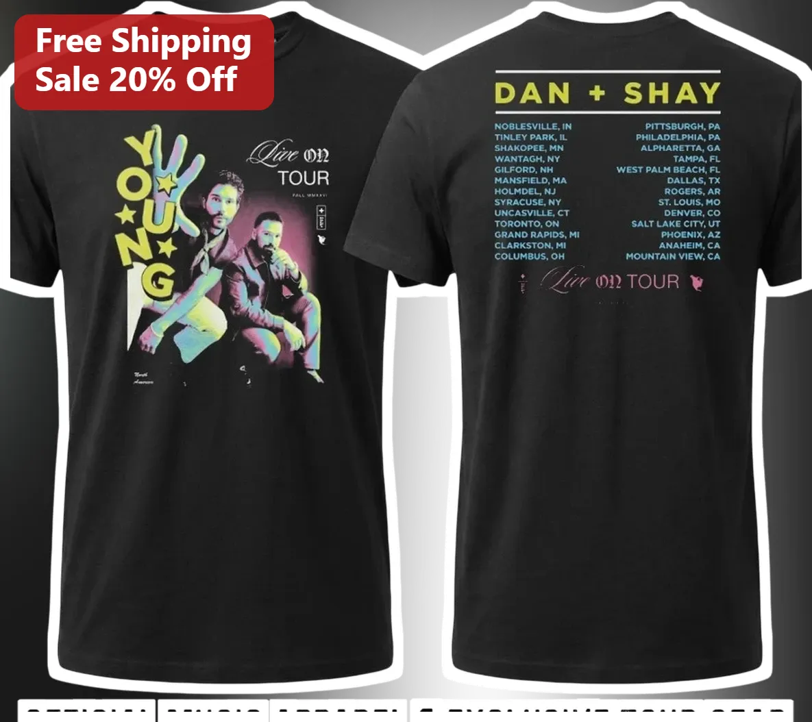 Dan Shay Young Live On Tour Tee Country Music Concert Merch Gift