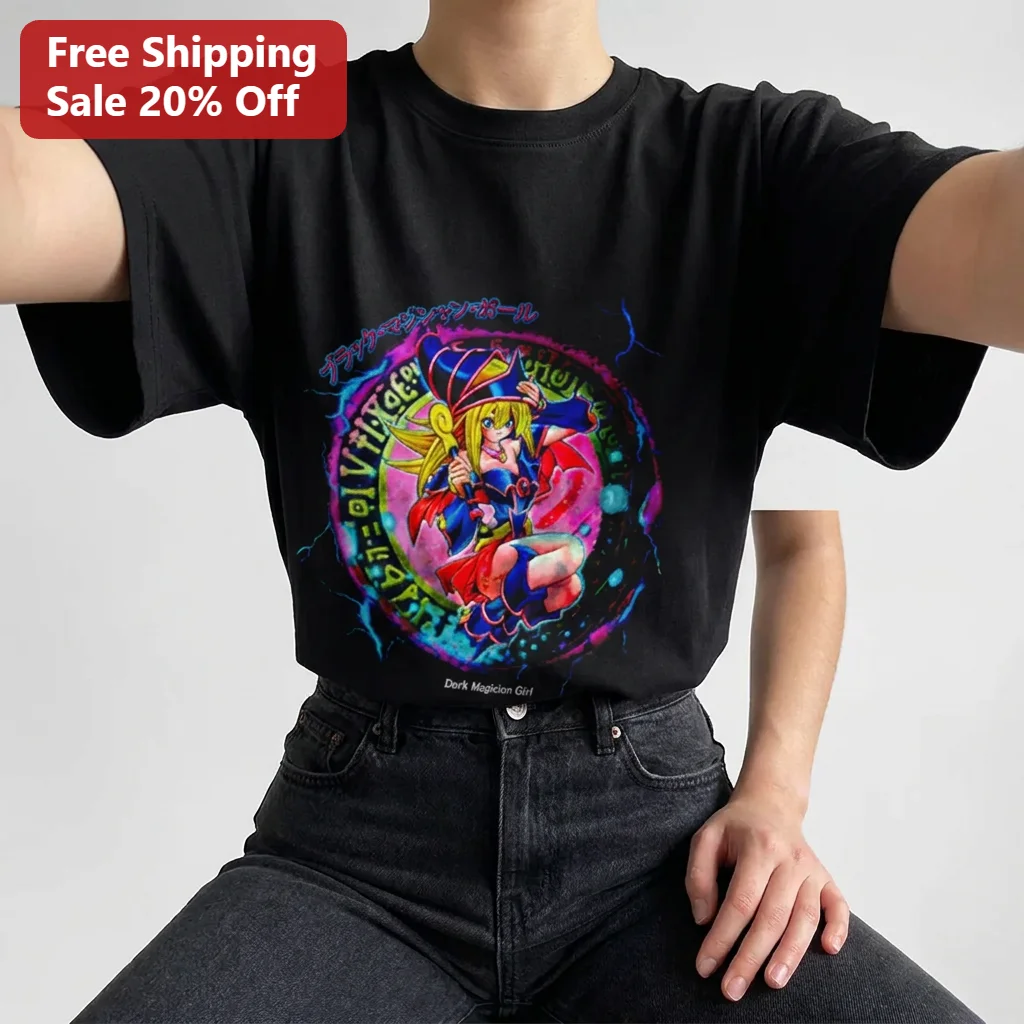 Dark Magician Girl Tee Yu-Gi-Oh! Anime Neon Magical Circle Graphic Shirt Gift for Anime Fans