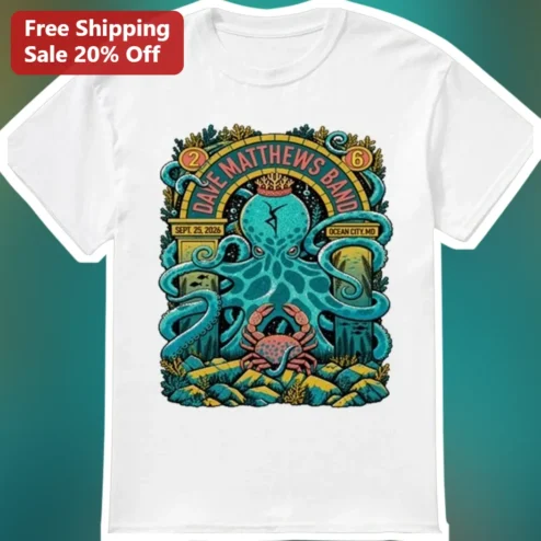 Dave Matthews Band Octopus Crown Graphic Tee Psychedelic Jam Band Shirt