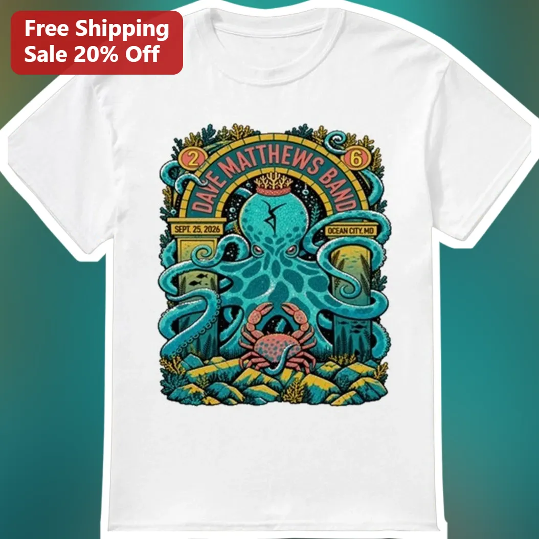 Dave Matthews Band Octopus Crown Graphic Tee Psychedelic Jam Band Shirt