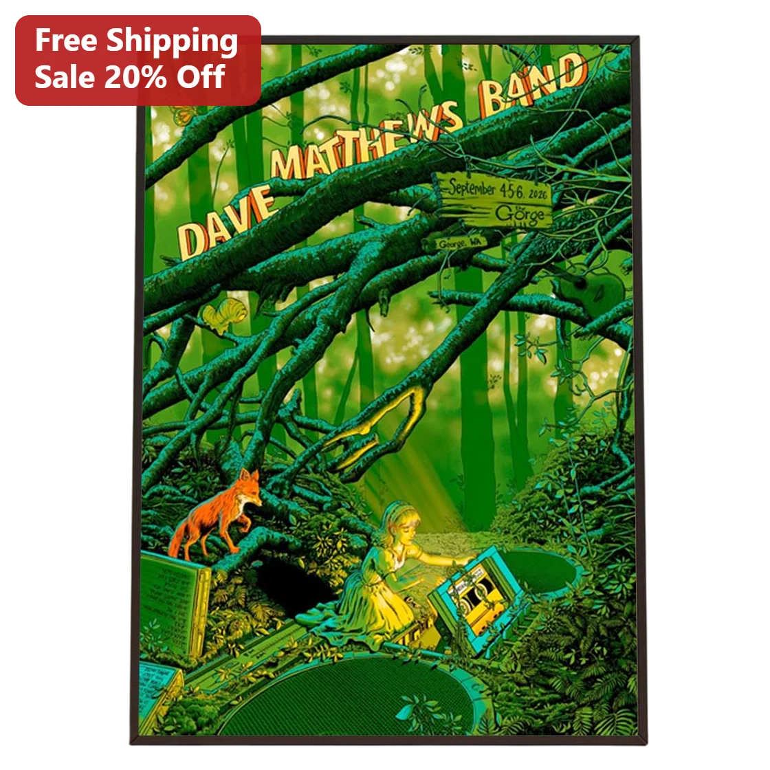 Dave Matthews Band Poster Psychedelic Forest Art Print DMB Concert Memorabilia Gift