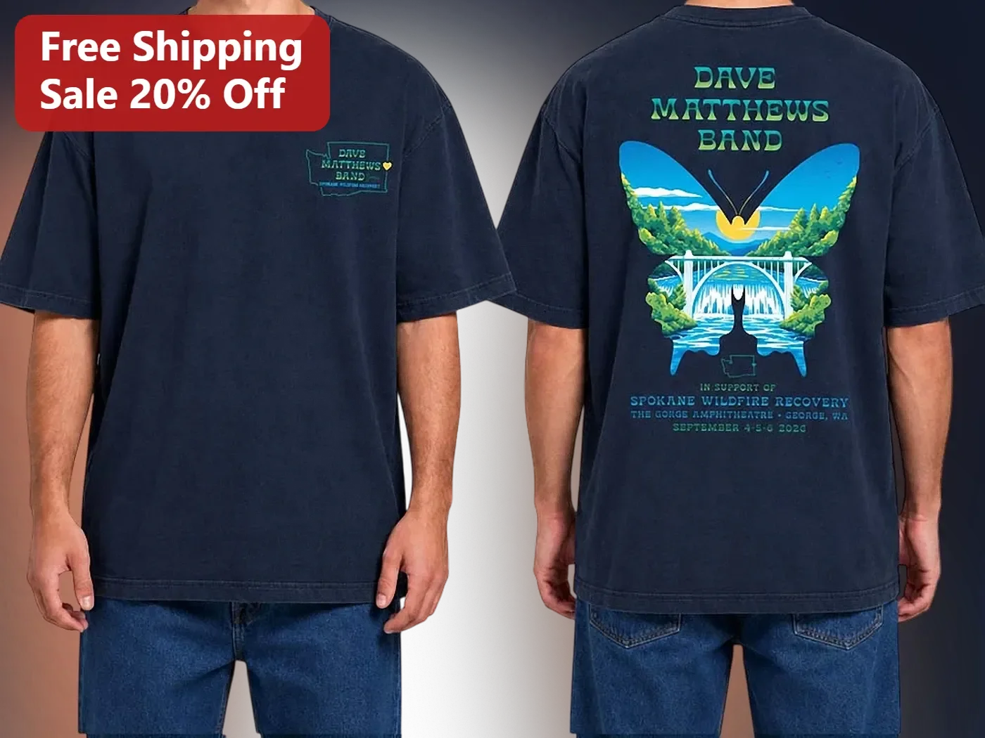 Dave Matthews Band Spokane Wildfire Recovery Tee