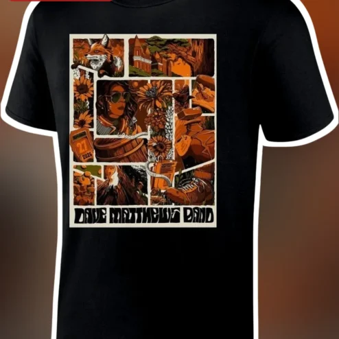 Dave Matthews Band Vintage Collage Graphic Tee Autumn Folk Rock DMB Fan Shirt