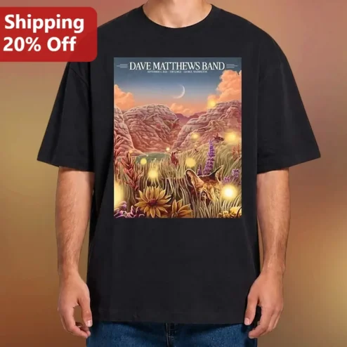 Dave Matthews Band Vintage Fantasy Landscape Art Graphic Tee for Music Fans