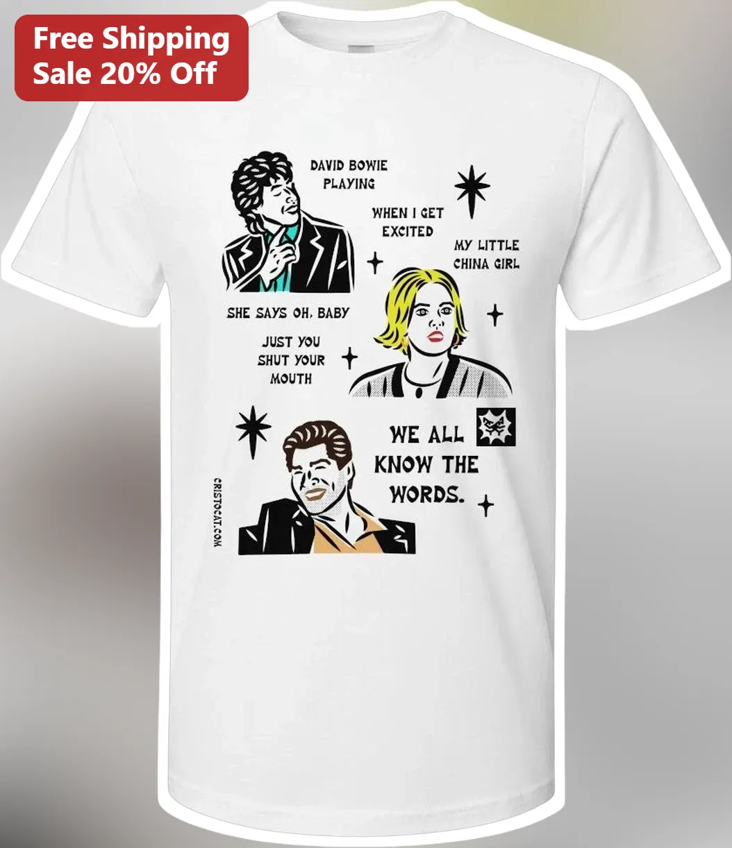 David Bowie Playing When I Get Excited My Little China Girl Lyrics Graphic Tee