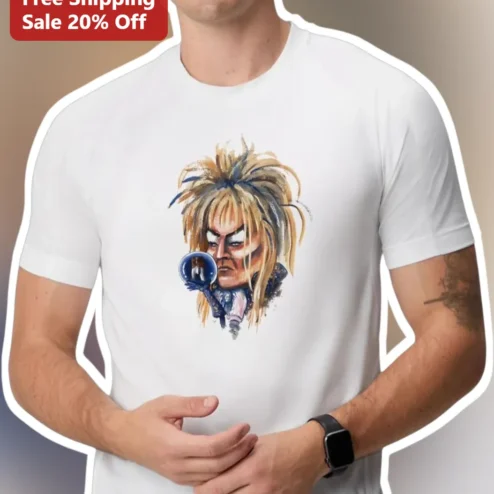 David Bowie Tee Watercolor Portrait Ziggy Stardust Glam Rock Graphic T-Shirt for Music Fans
