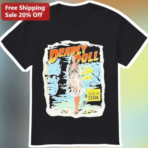 Deadly Doll Vintage Horror Movie Poster Graphic Tee Black Cotton Shirt