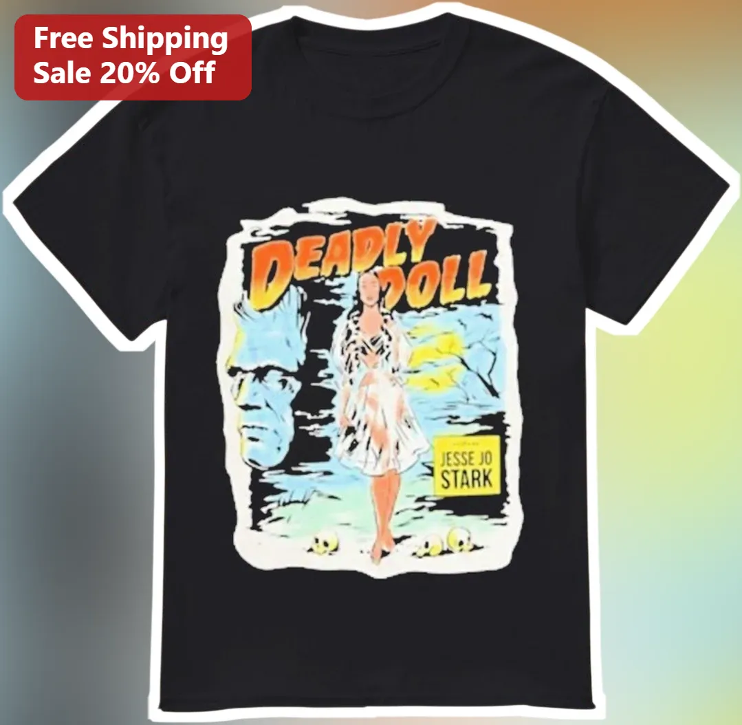 Deadly Doll Vintage Horror Movie Poster Graphic Tee Black Cotton Shirt