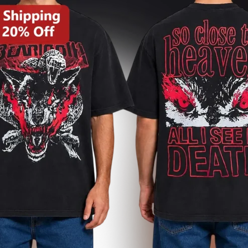 Deadpool So Close To Heaven All I See Is Death Graphic Tee Marvel Wade Wilson Distressed Vintage Shirt