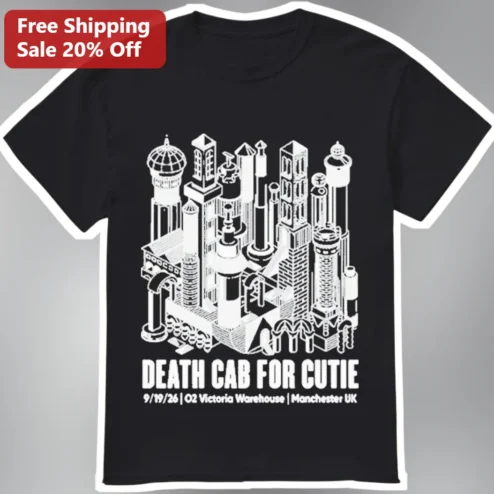 Death Cab for Cutie Manchester O2 Victoria Warehouse Tee Indie Rock Band Merch
