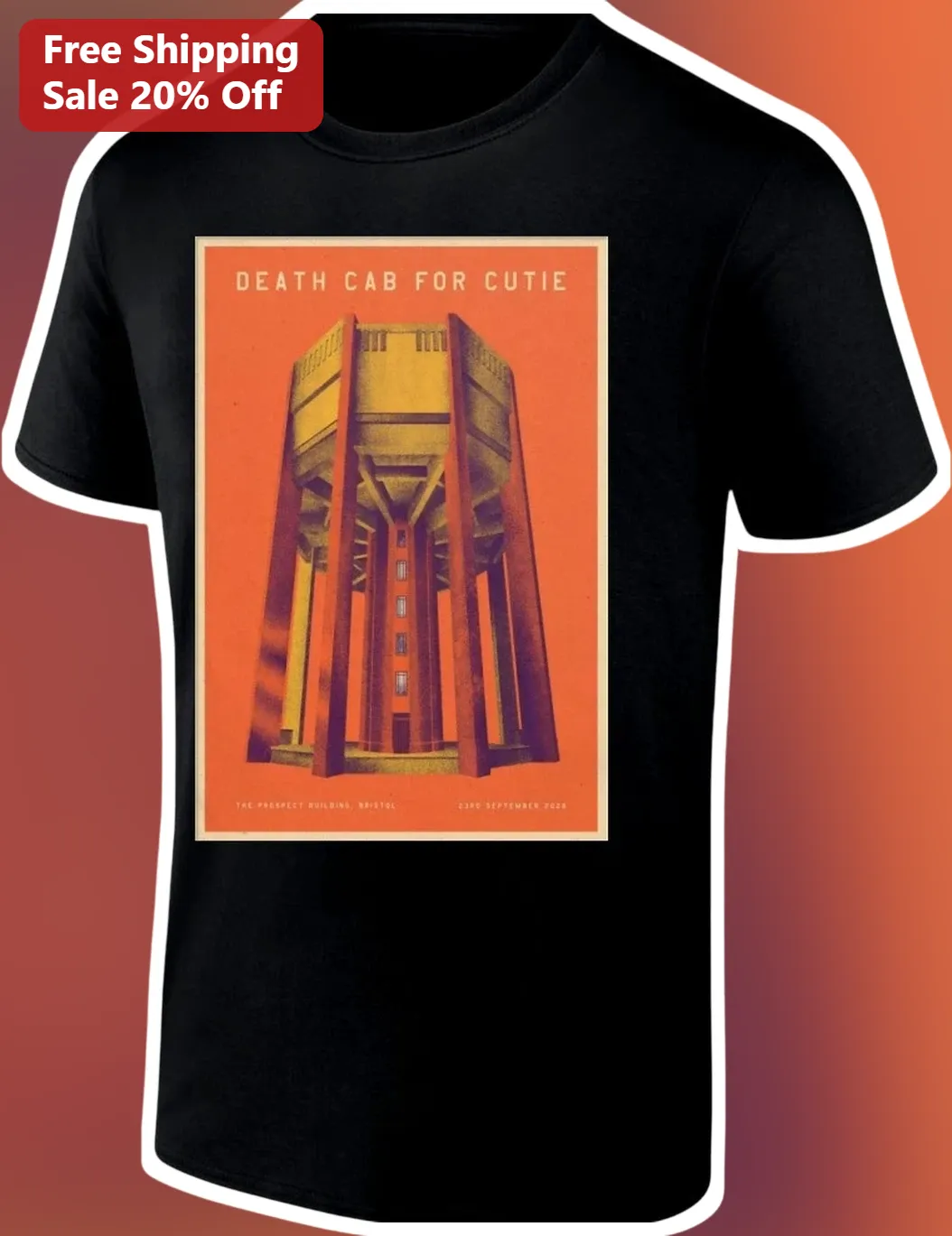 Death Cab for Cutie Vintage Concert Poster Graphic Tee Indie Rock Band Merch