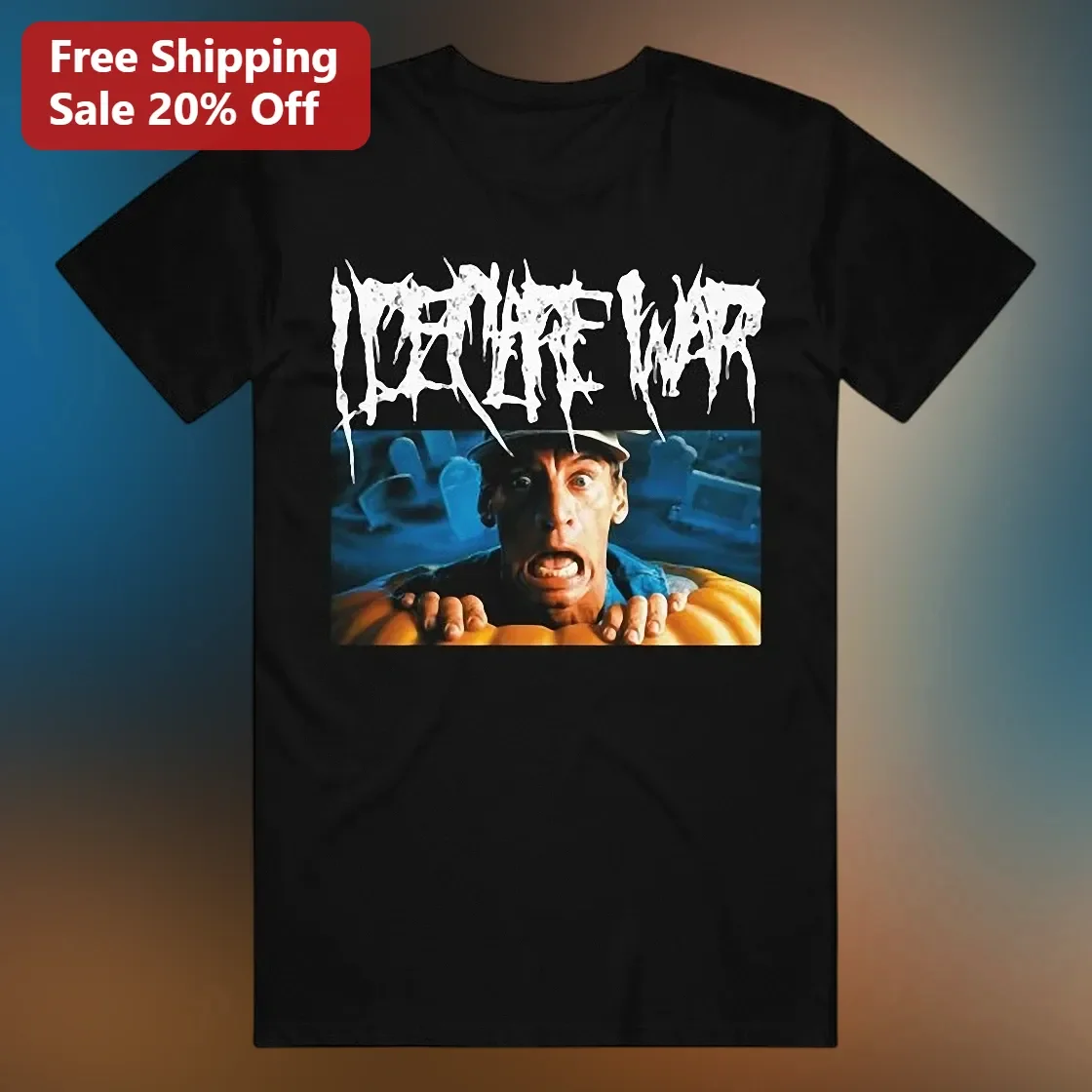 Death Warrior Halloween Pumpkin Graveyard Graphic Tee for Men