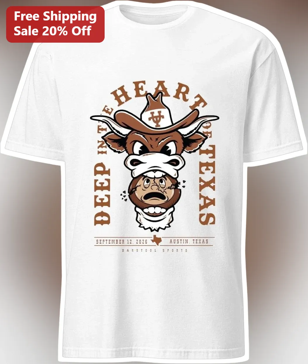 Deep In The Heart Of Texas Barstool Sports Houston Cougars Mascot Graphic Tee