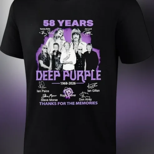 Deep Purple 58 Years 1968-2026 Thanks For The Memories Graphic Tee Classic Rock Band Anniversary Gift Shirt