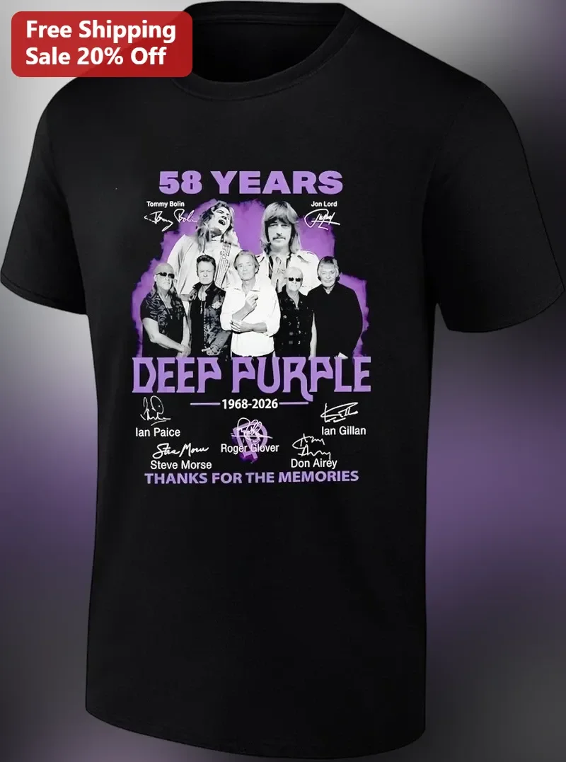 Deep Purple 58 Years 1968-2026 Thanks For The Memories Graphic Tee Classic Rock Band Anniversary Gift Shirt