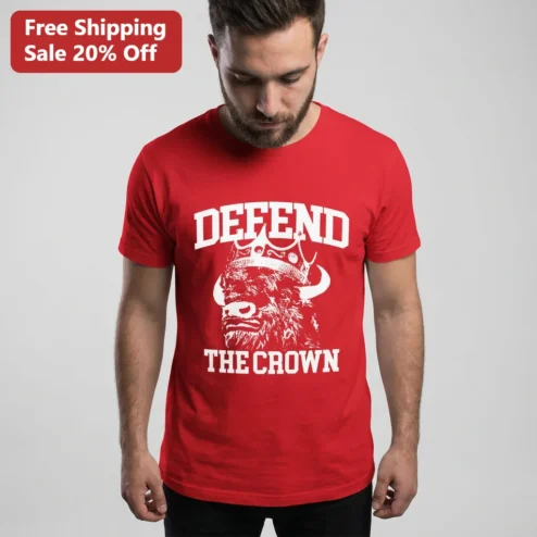 Defend the Crown Tee Crowned Bison Buffalo New York Hockey Sports Fan Gift