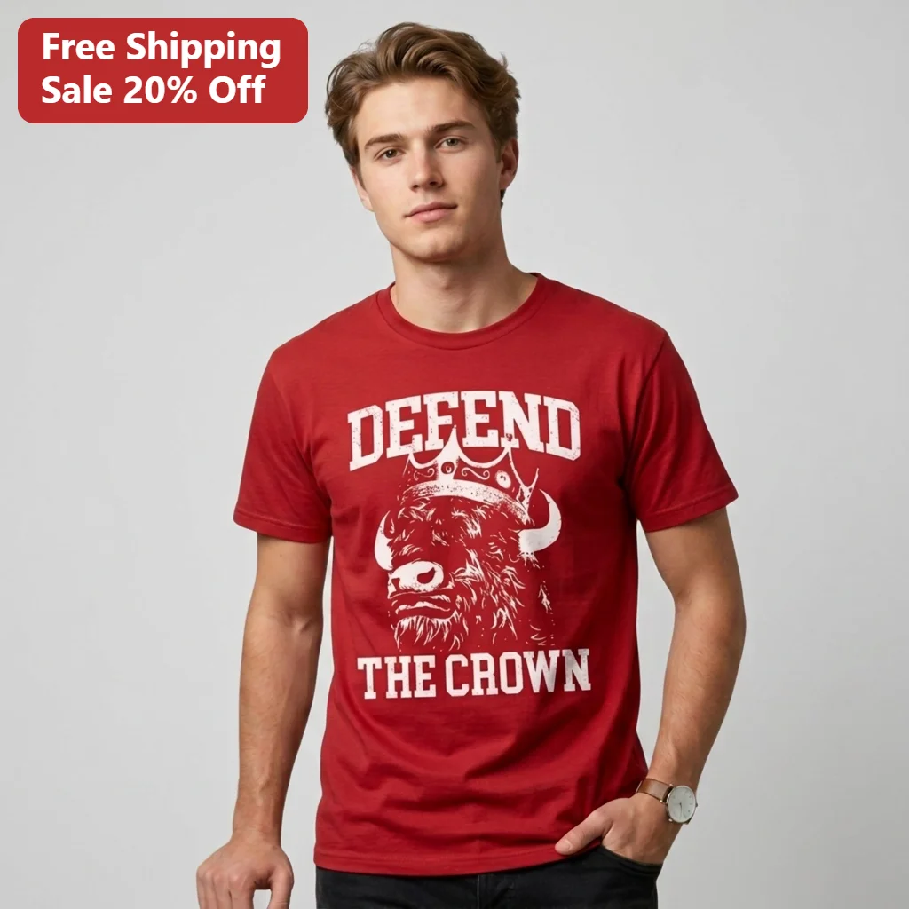 Defend the Crown Tee Vintage Buffalo Football Fan Game Day Shirt for Men