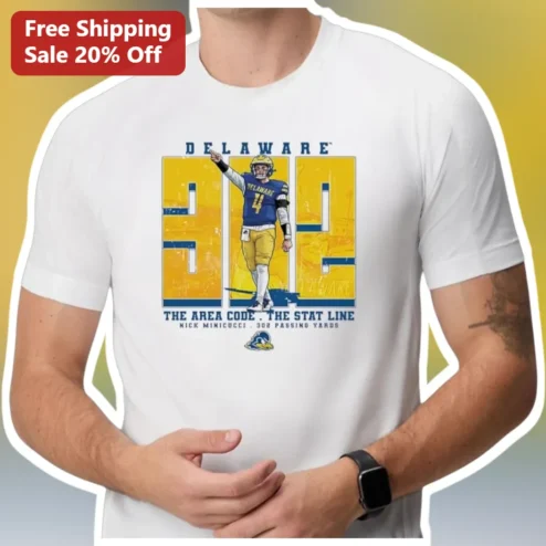 Delaware Area Code Nick Minicucci Football Vintage Graphic Tee