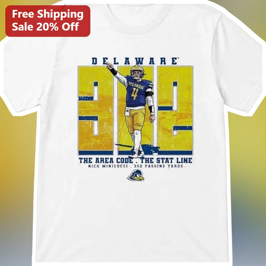 Delaware Area Code Stat Line Vintage Football Player Graphic Tee