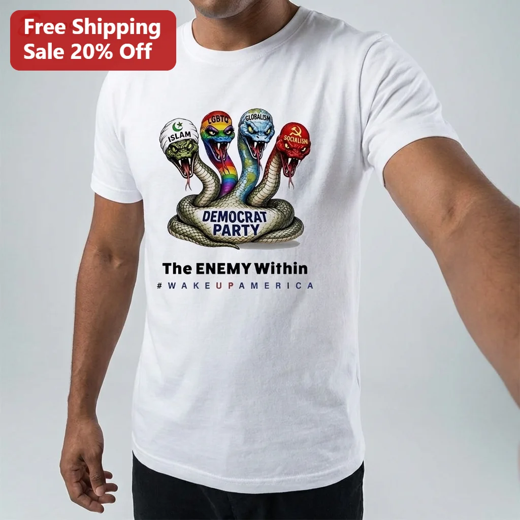 Democrat Party The Enemy Within Wake Up America Tee, Conservative Political Satire Graphic T-Shirt