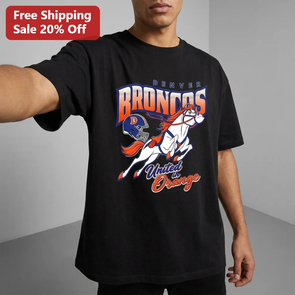 Denver Broncos United In Orange Tee, Vintage Mascot NFL Football Game Day Shirt, Broncos Fan Gift For Men Women