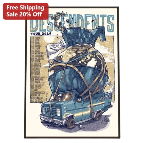 Descendents Tour 2026 Poster Vintage Punk Rock Concert Gig Art Print