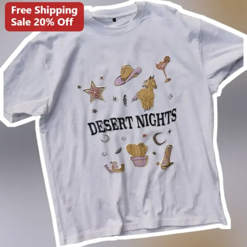 Desert Nights Graphic Tee Western Boho Horse Cactus Shirt Unisex Gift