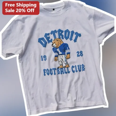 Detroit Football Club 1928 Vintage Retro Lion Graphic Tee