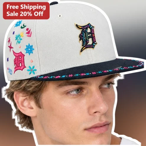 Detroit Tigers Floral Embroidered Cap Hand Stitched Baseball Hat