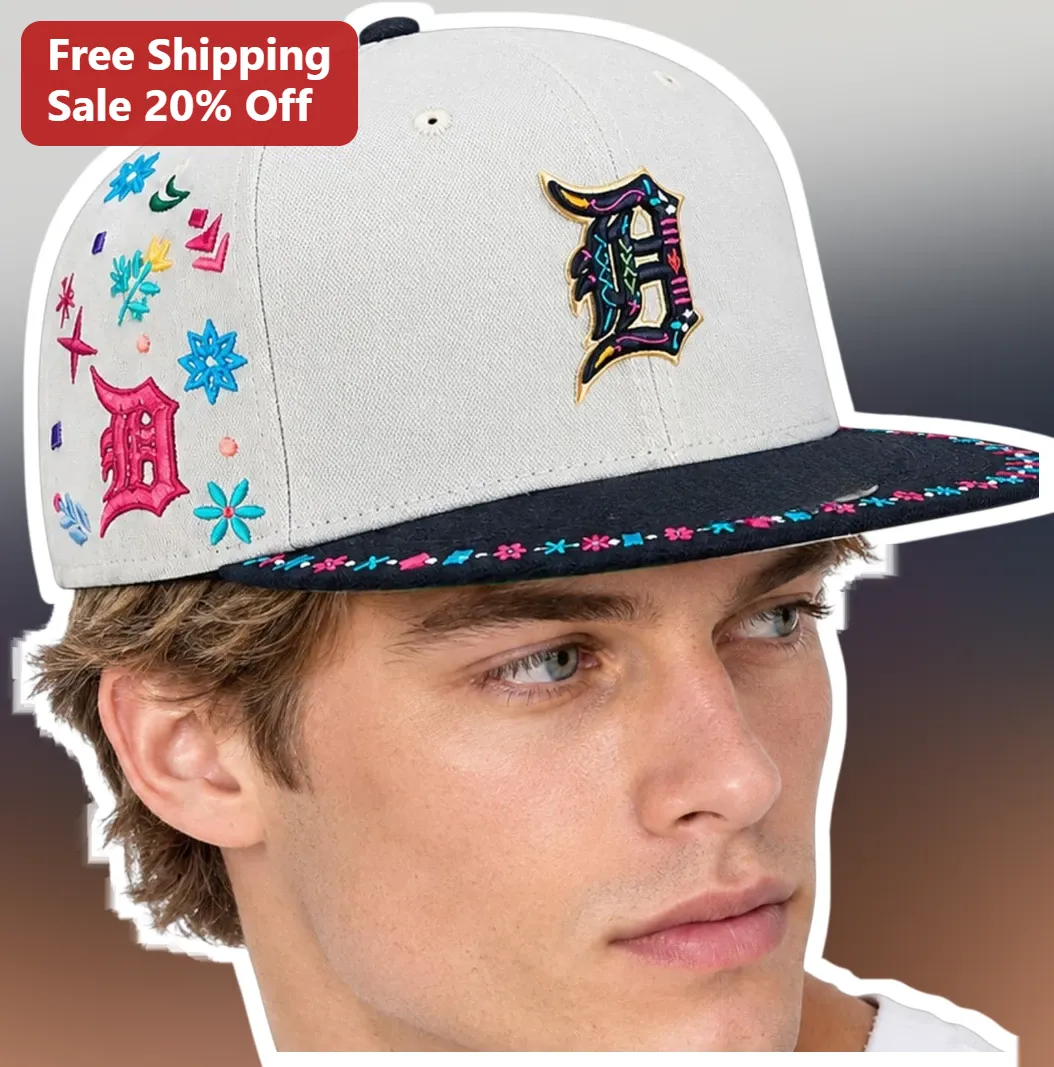 Detroit Tigers Floral Embroidered Cap Hand Stitched Baseball Hat