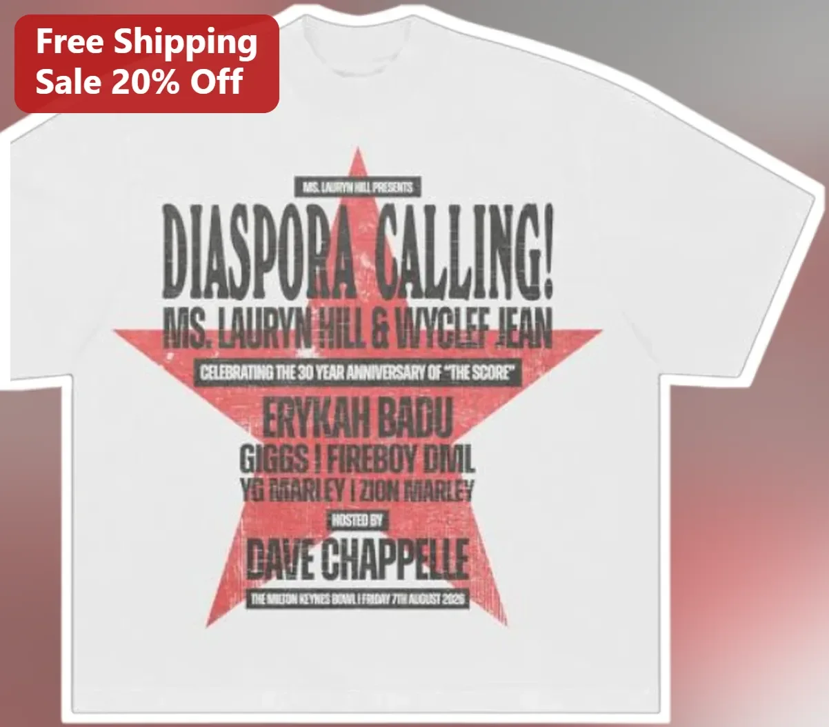 Diaspora Calling Ms. Lauryn Hill Wyclef Jean The Score Anniversary Tee