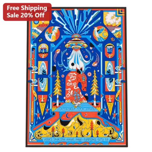 Dick's Sporting Goods Park Framed Print Commerce City CO Psychedelic Concert Poster Art