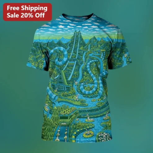 Dick's Sporting Goods Water Park All Over Print Tee Summer Vacation Graphic Shirt