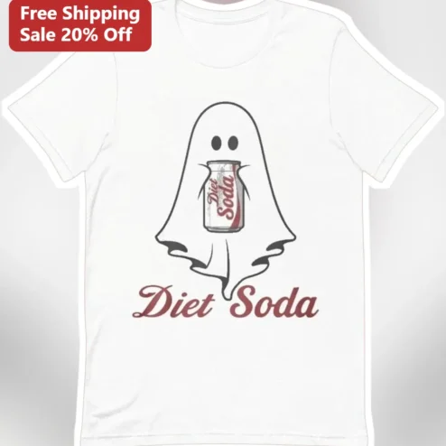 Diet Soda Ghost Funny Halloween Graphic Tee for Women Men