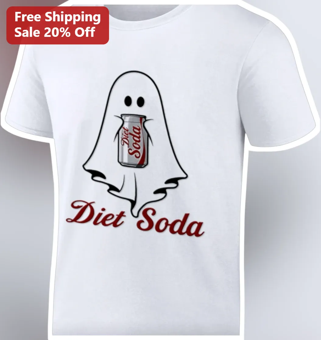 Diet Soda Ghost Funny Halloween Graphic Tee for Women Men