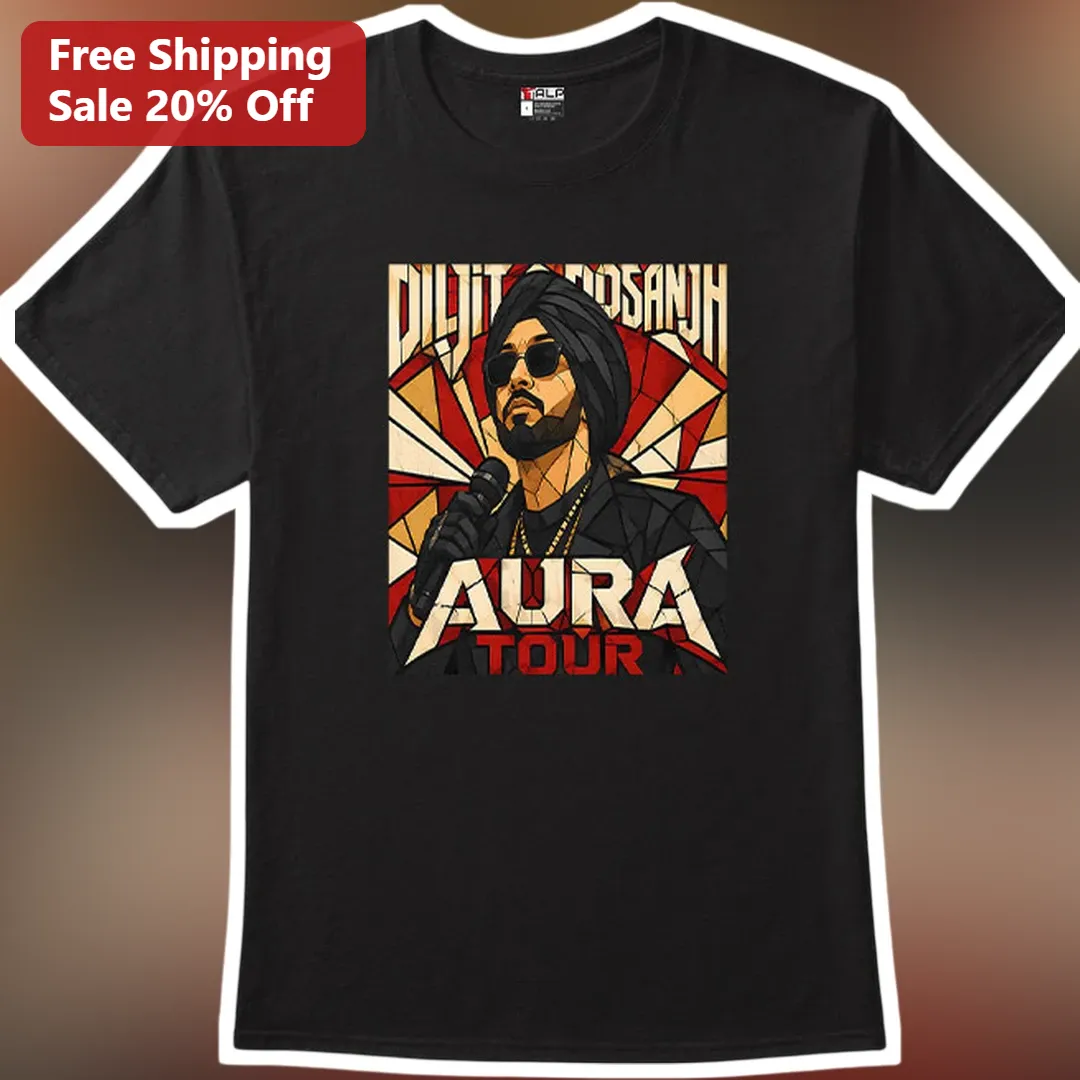 Diljit Dosanjh Aura Tour Tee 2026 Concert Merch Graphic T-Shirt for Fans