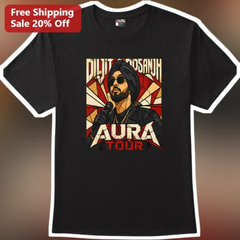 Diljit Dosanjh Aura Tour Tee Fan Concert Merch Graphic T-Shirt