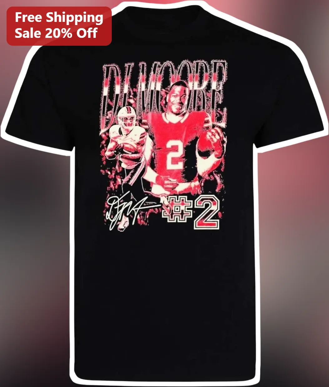 DJ Moore #2 Chicago Bears Vintage Football Player Graphic Tee Gift for NFL Fans