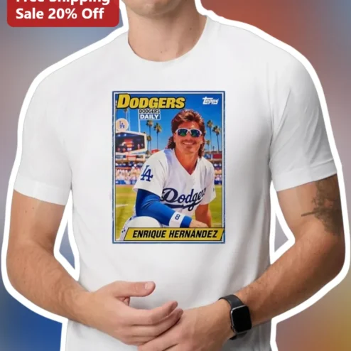 Dodgers Daily Vintage Baseball Card Graphic Tee Los Angeles Dodgers Fan Apparel Gift