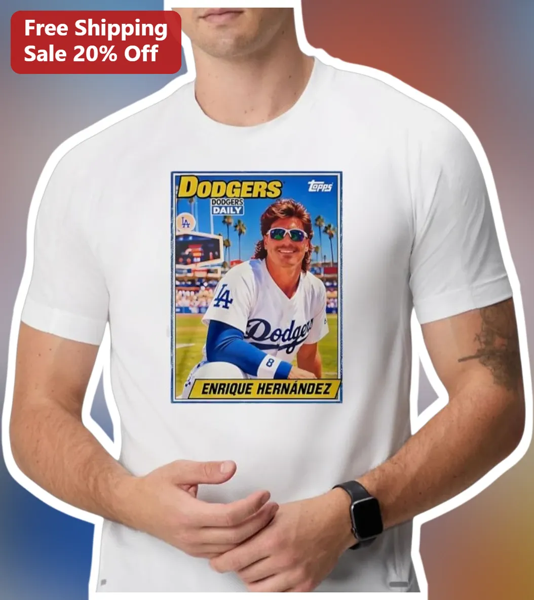Dodgers Daily Vintage Baseball Card Graphic Tee Los Angeles Dodgers Fan Apparel Gift