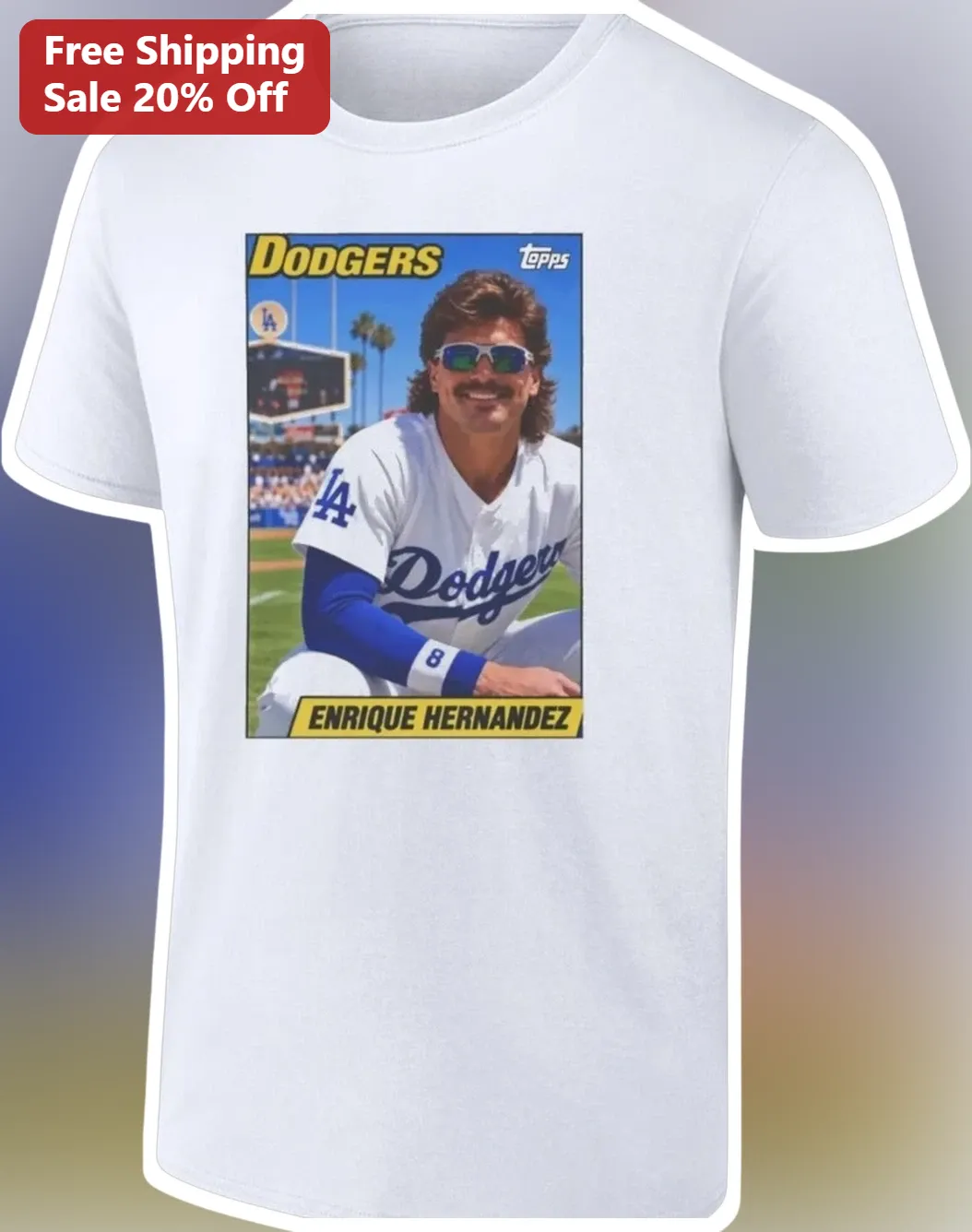 Dodgers Enrique Hernandez Kike Vintage Baseball Card Tee