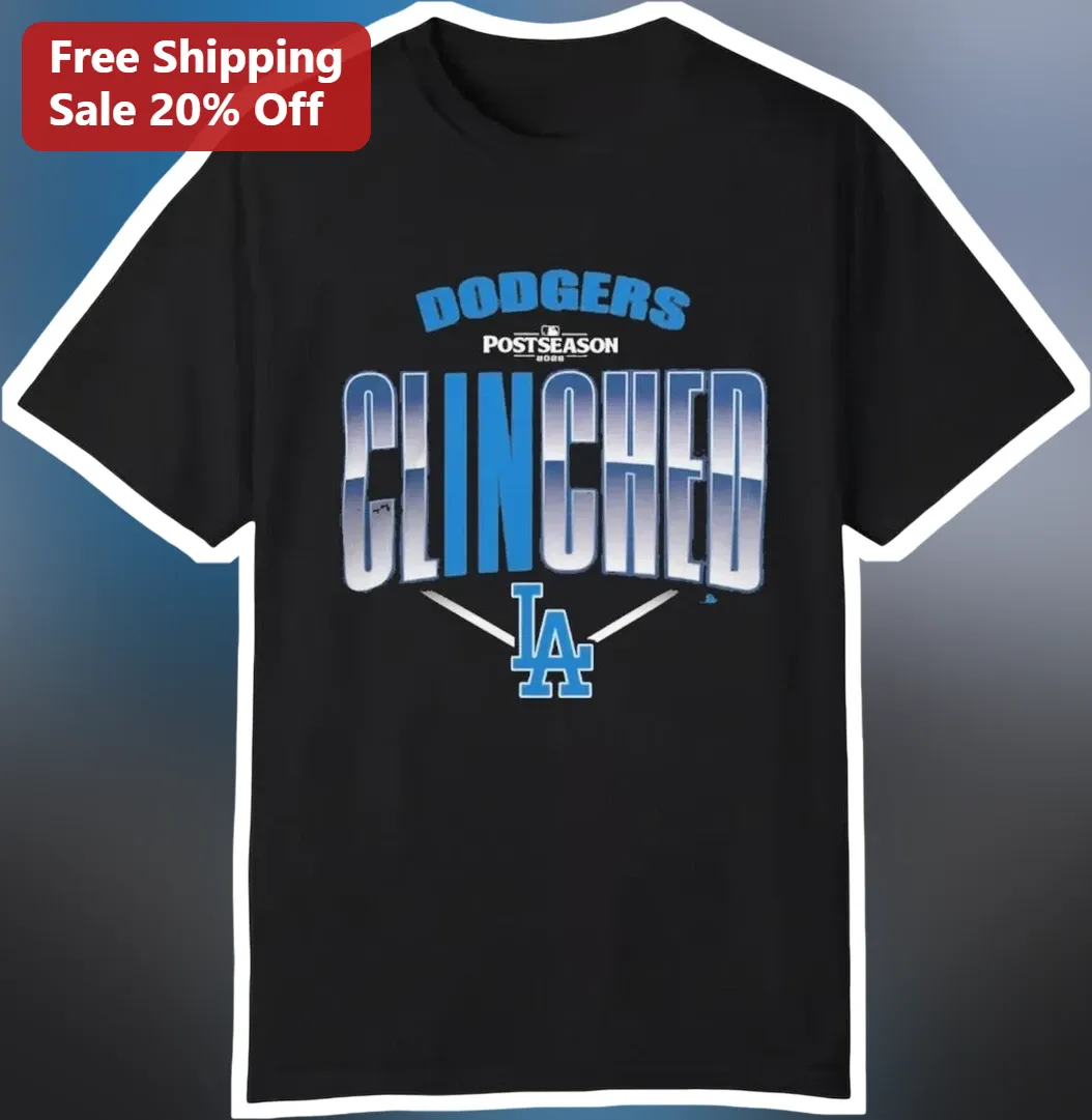 Dodgers Postseason Clinched Tee Los Angeles Baseball Fan Gift Black Shirt