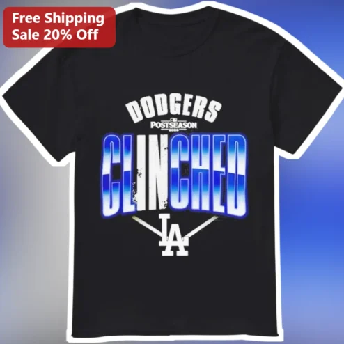 Dodgers Postseason Clinched Tee Los Angeles Baseball Playoff Fan Gift Black Graphic Shirt