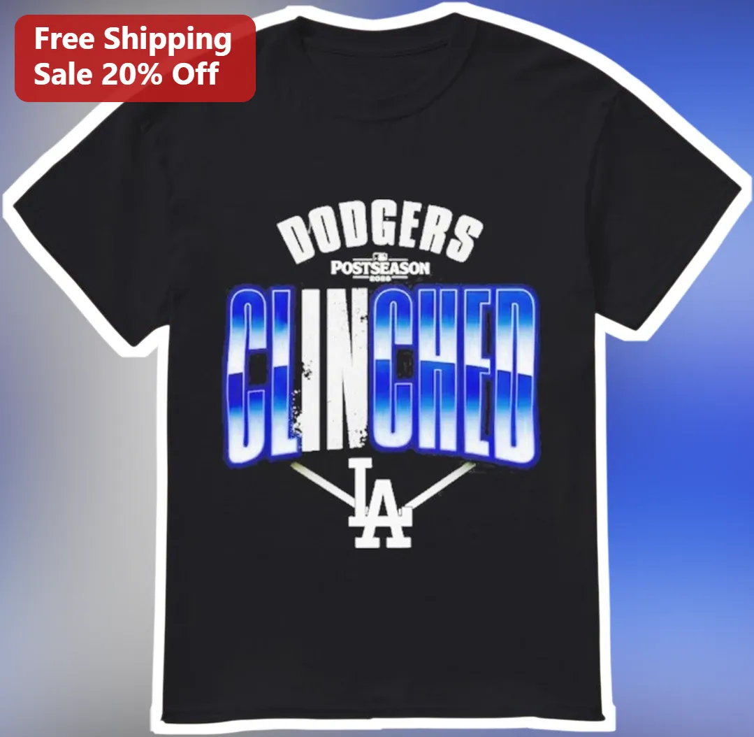 Dodgers Postseason Clinched Tee Los Angeles Baseball Playoff Fan Gift Black Graphic Shirt