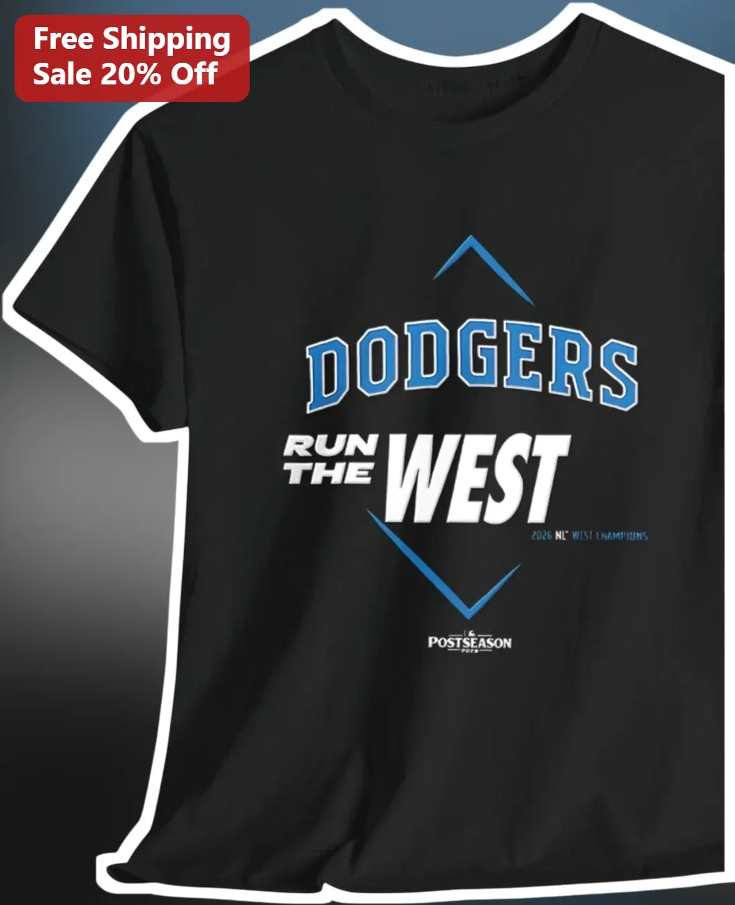 Dodgers Run The West Tee Los Angeles Baseball Fan Apparel Black Graphic Shirt
