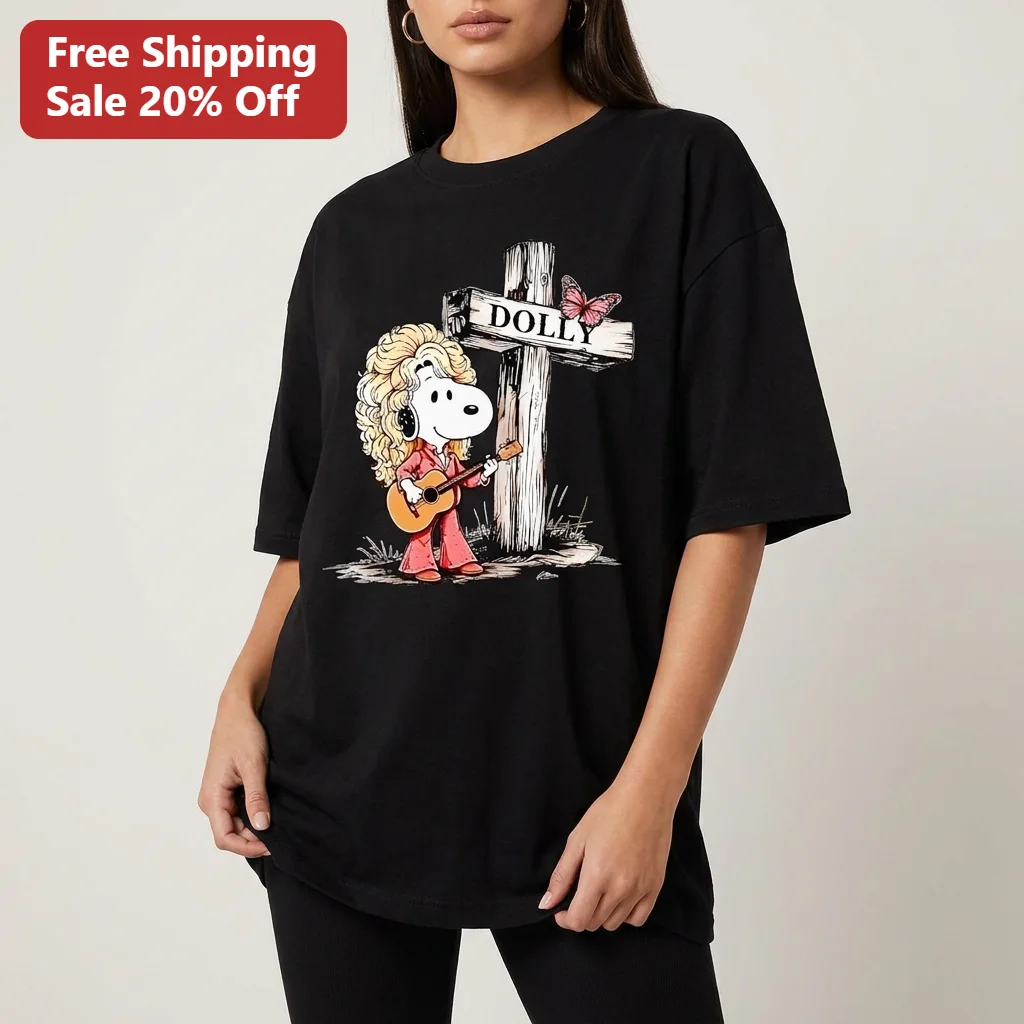 DOLLY Tee Snoopy as Dolly Parton Country Music Guitar Graphic Tee Gift for Fans