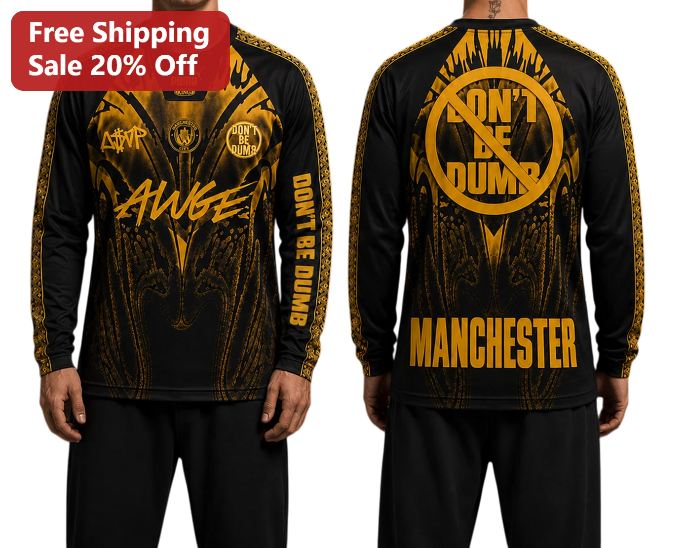 Don't Be Dumb Manchester A$AP Rocky Jersey Black Gold Streetwear Football Shirt