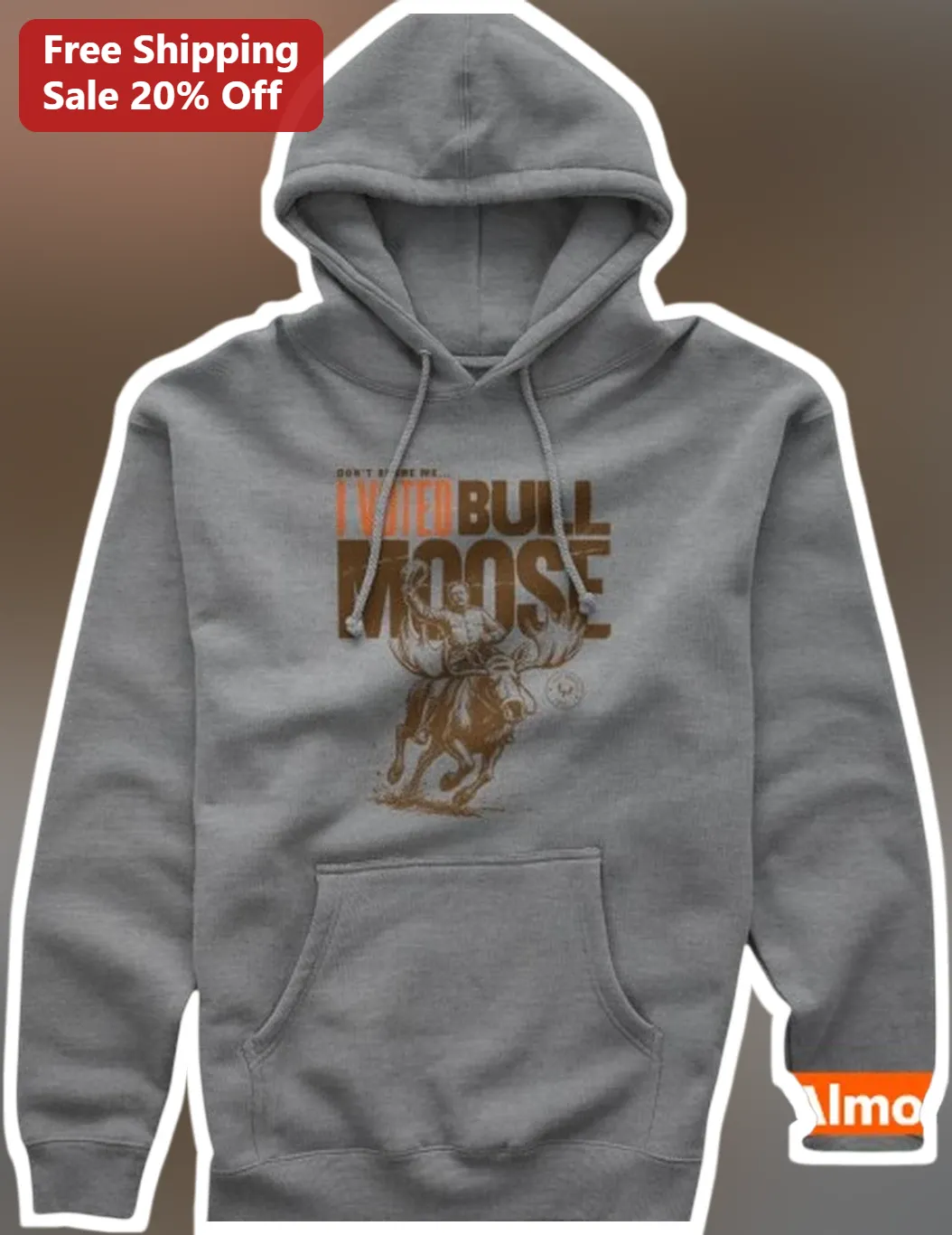 Don't Bother Me I Voted Bull Moose Hoodie Teddy Roosevelt Political Humor Vintage Distressed Graphic Sweatshirt
