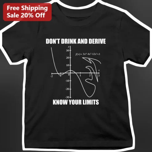 Don't Drink and Derive Funny Math Teacher Calculus Joke Tee